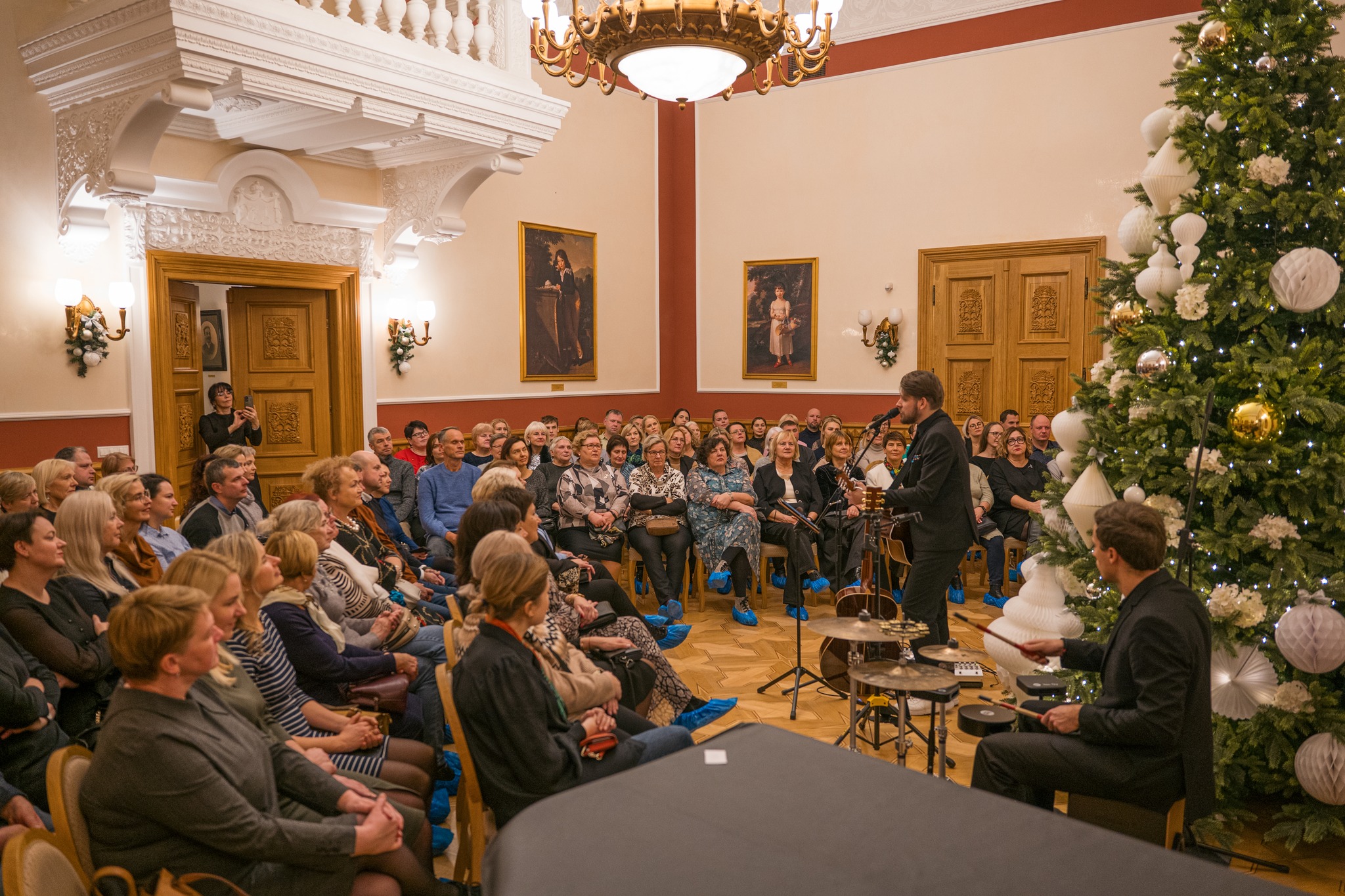 Stage performance during a seated concert